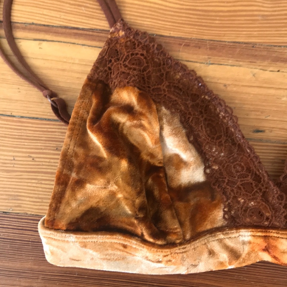 Xhiliration velvet/lace orange bralette size S - Picture 2 of 5